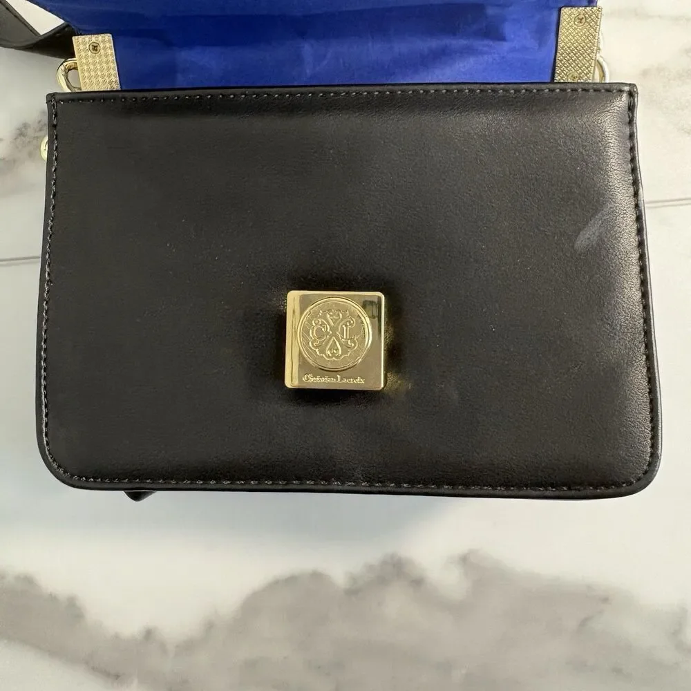 Christian LaCroix Galaxie Quilted Black Crossbody With Gold Toned Strap